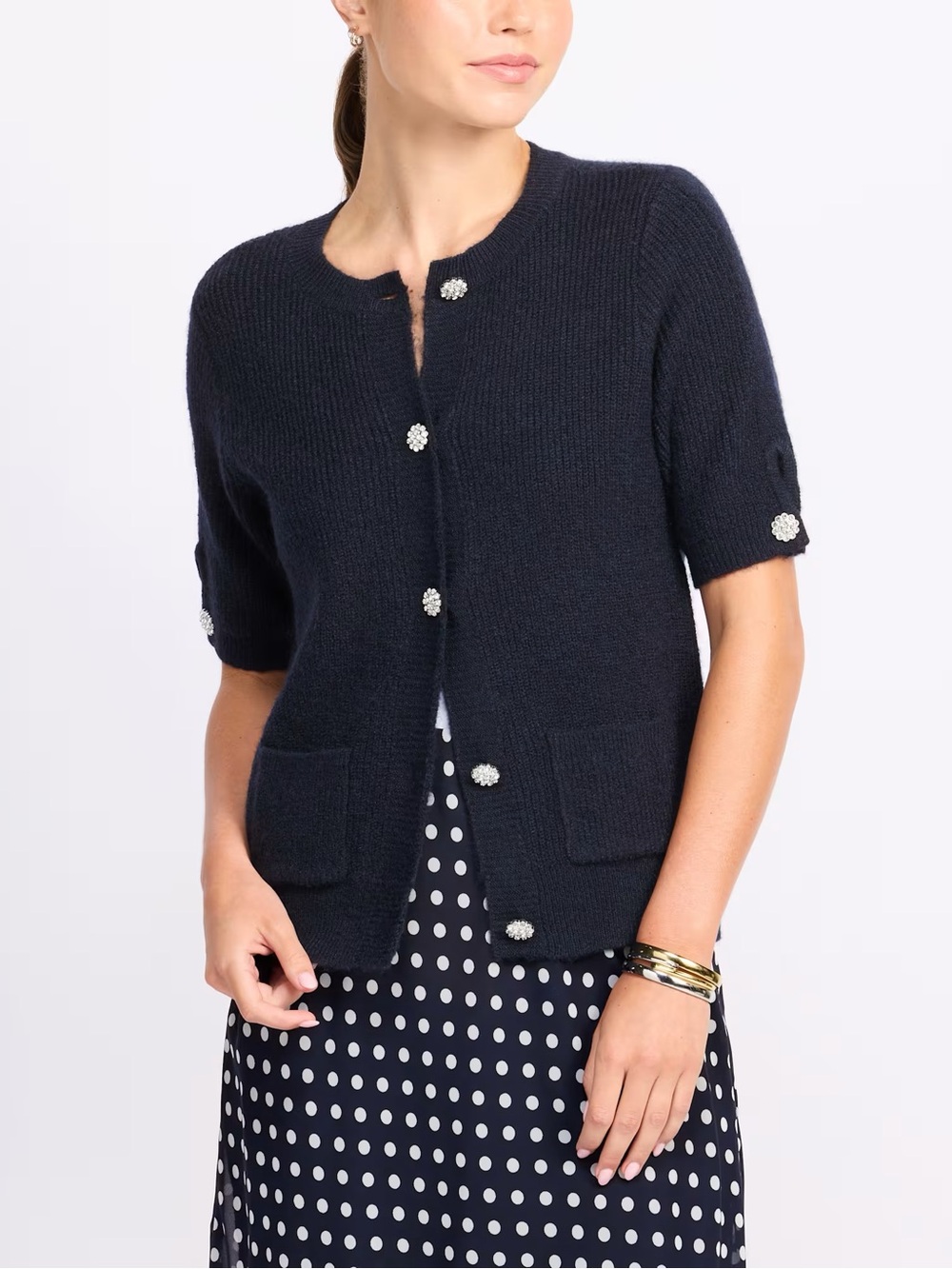 NWT - Design History Gail Navy Short-Sleeve Cardigan - Size S